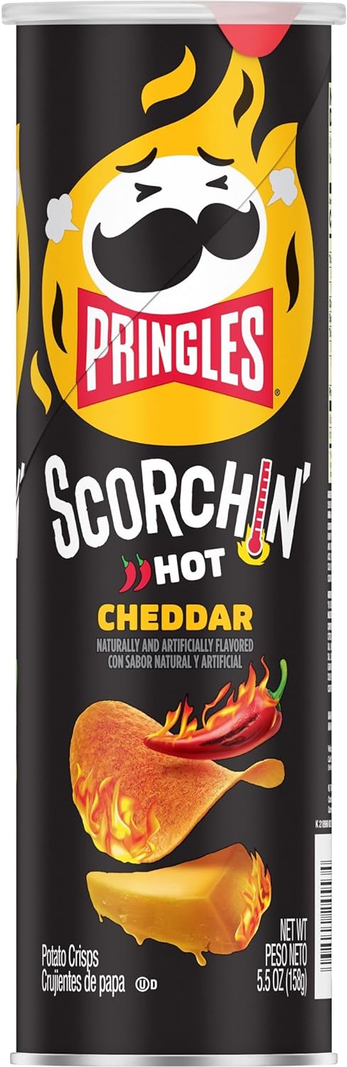 Pringles Scorchin' Cheddar Potato Crisps Chips, 5.5 oz