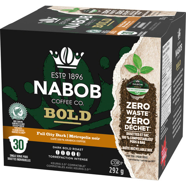 Get Nabob Full City Dark Coffee 100% Compostable Pods (30 Pods)