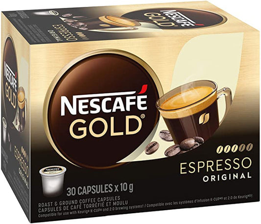 Nescafé Gold Espresso Capsules, K-Cups, 30 Count, 1 Box .