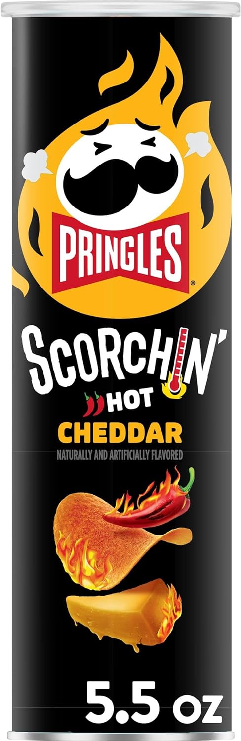 Pringles Scorchin' Cheddar Potato Crisps Chips, 5.5 oz