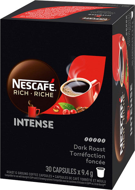 Nescafé Rich Intense Dark Roast Coffee, K-Cups, 30 Count, 1 Box .