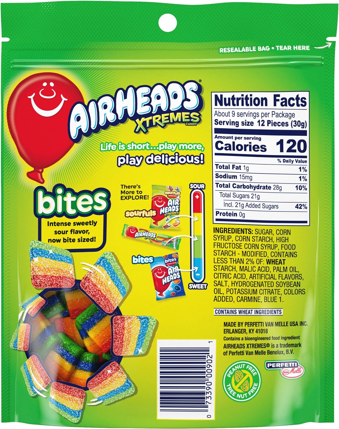 Van Melle Airhead Xtremes Bites Rainbow Berry, 9 oz