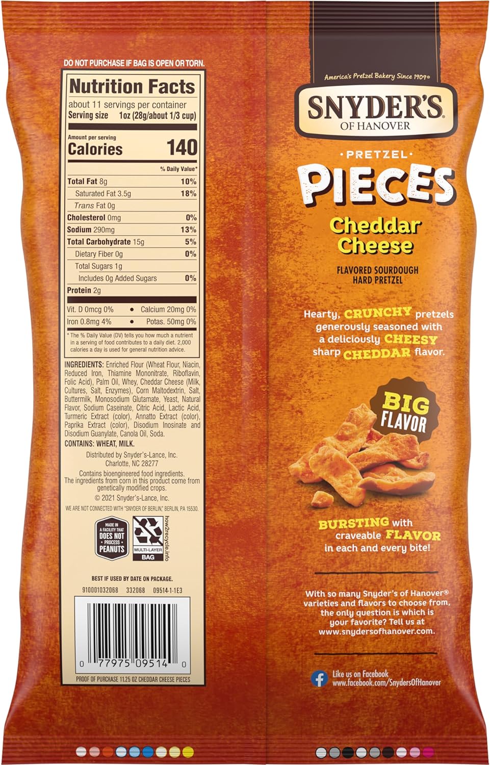 Snyder's of Hanover Pretzel Pieces, Cheddar Cheese, 11.25 oz