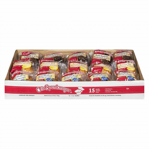 Otis Spunkmeyer, Assorted Muffins, (15 ct., 4 oz.per muffin), Blueberry, Banana, Chocolate, 1.7kg/3.75 lb Box. .