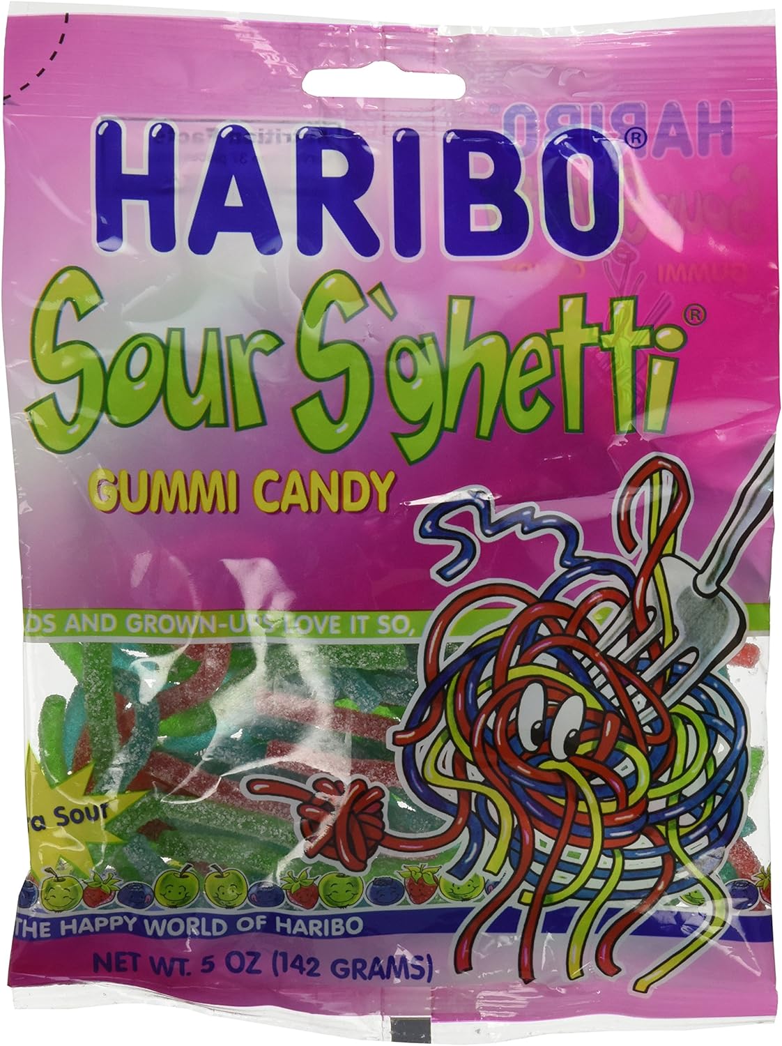 Haribo Sour Spaghetti, 5 Oz Bags (Pack of 12)