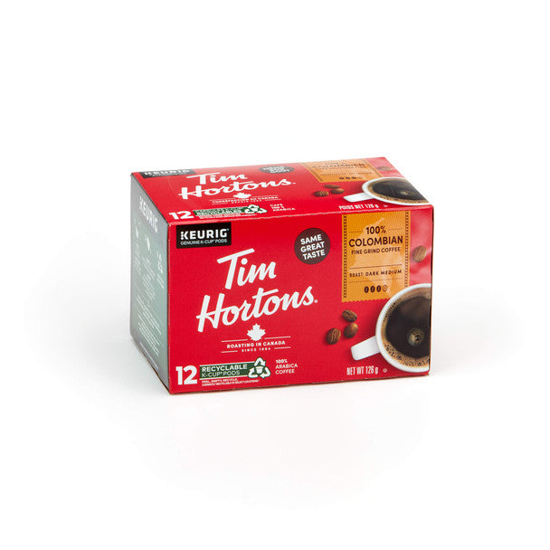 Get Tim Hortons 100% Dark Roast Medium Colombian Single Serve K-Cups,