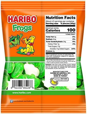 Haribo Gummi Candy, Frogs, 5-Ounce Bags (Pack of 12)