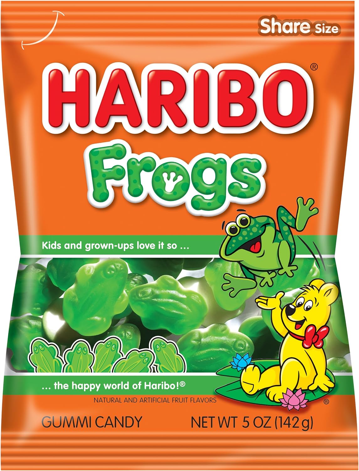 Haribo Gummi Candy, Frogs, 5-Ounce Bags (Pack of 12)