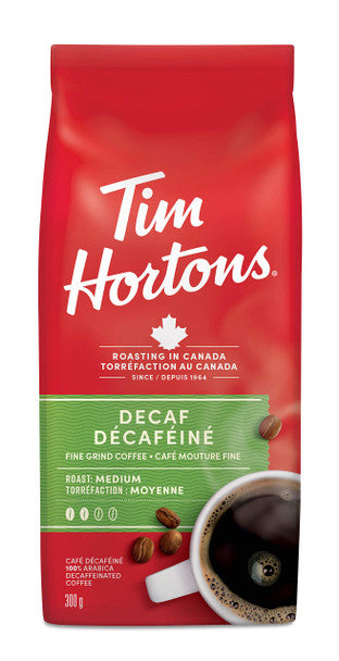 Buy Tim Hortons Decaf Medium Roast Coffee Fine Grind  - 300g/10.6oz