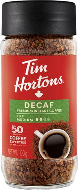 Tim Hortons Decaf Premium Instant Medium Roast Decaffeinated Coffee, (1),100g/3.5oz. Jars,