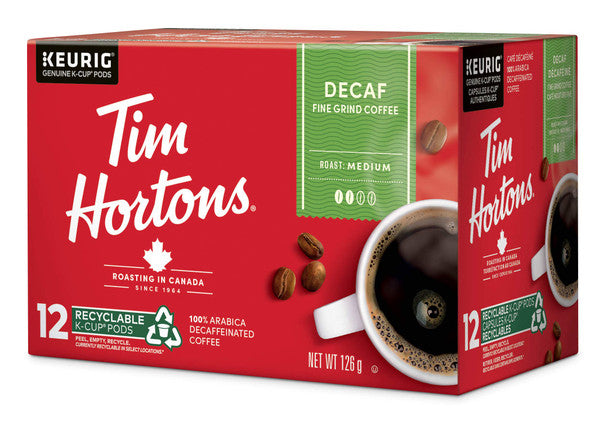 Tim Hortons Decaf Single Serve K-Cups, 12 Count .