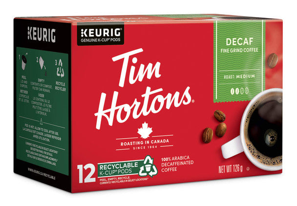 Tim Hortons Decaf Single Serve K-Cups, 12 Count .