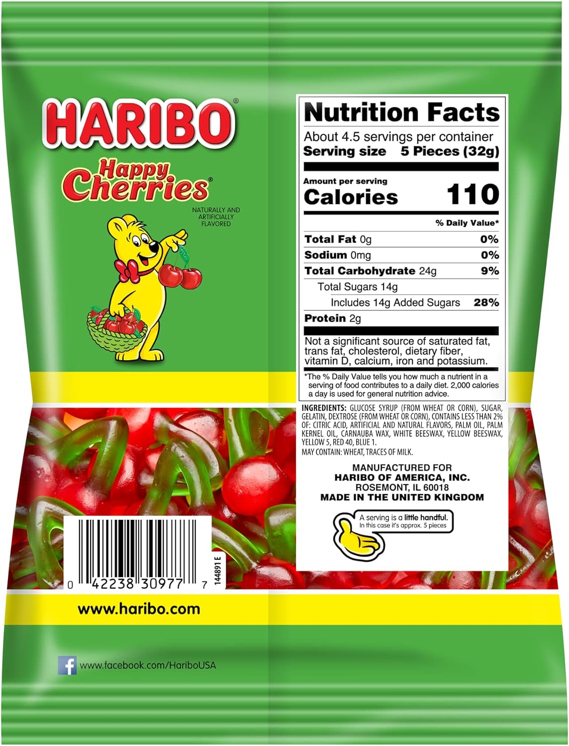 Haribo Twin Cherries, 5 Ounce Bags (Pack Of 12)