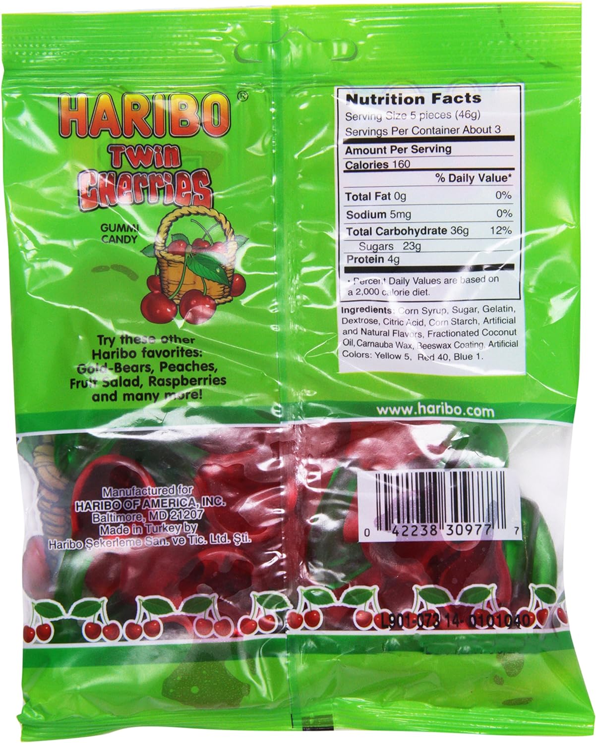 Haribo Twin Cherries, 5 Ounce Bags (Pack Of 12)