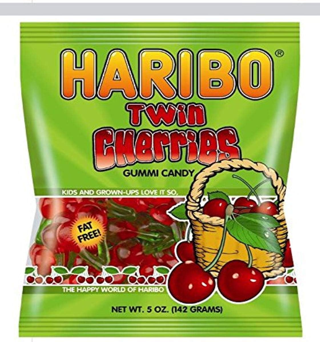 Haribo Twin Cherries, 5 Ounce Bags (Pack Of 12)