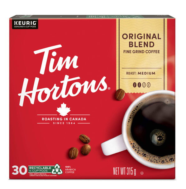 Tim Hortons Original Coffee, Single Serve Keurig K-Cup Pods, Medium Roast, 30 Count