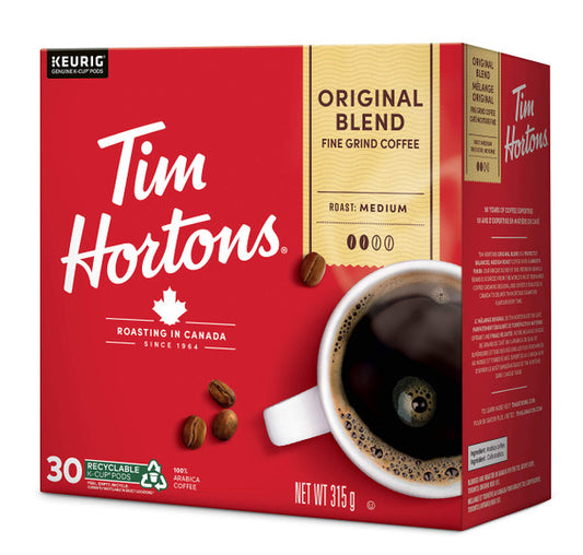 Shop Tim Hortons Original Coffee, Single Serve Keurig K-Cup Pods, Medium Roast, 30 Count - 315g