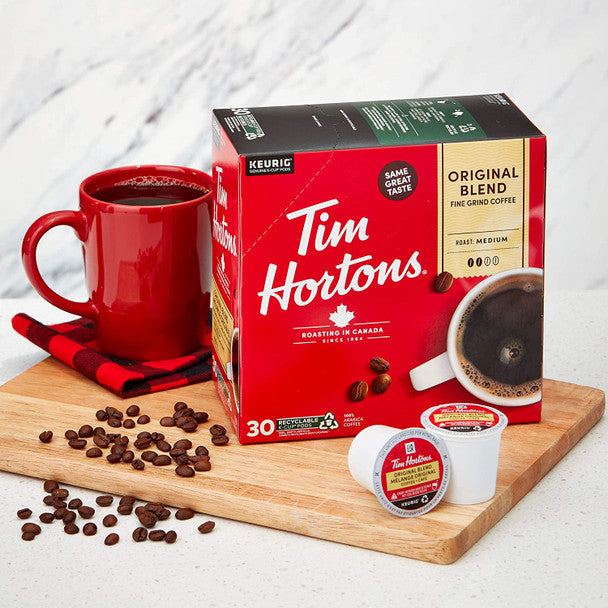 Get Tim Hortons Single Serve Original Coffee K-Cups, 30 Count  315g