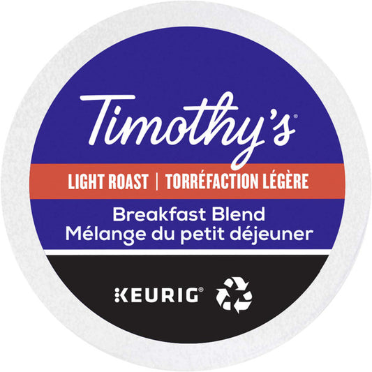 Timothy`s World Coffee Breakfast Blend 30 K-Cups .