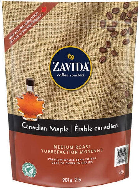 Zavida Canadian Maple, Medium Roast, Premium Whole Bean Coffee, 907g/2 lbs. Bag .