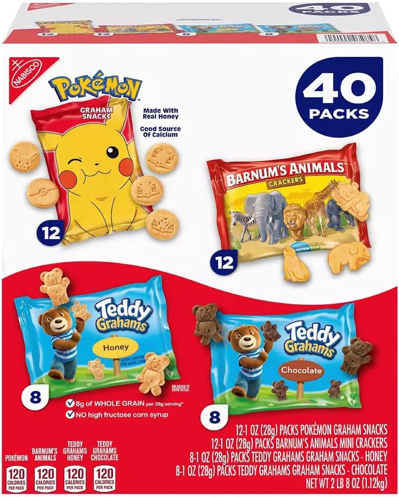 NABISCO Snacks Variety Pack, Pokemon Crackers Snacks, 40 pk.