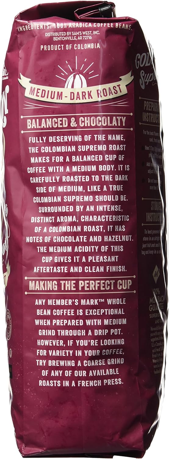 Member's Mark Colombian Supremo Whole Bean, 40 Ounces