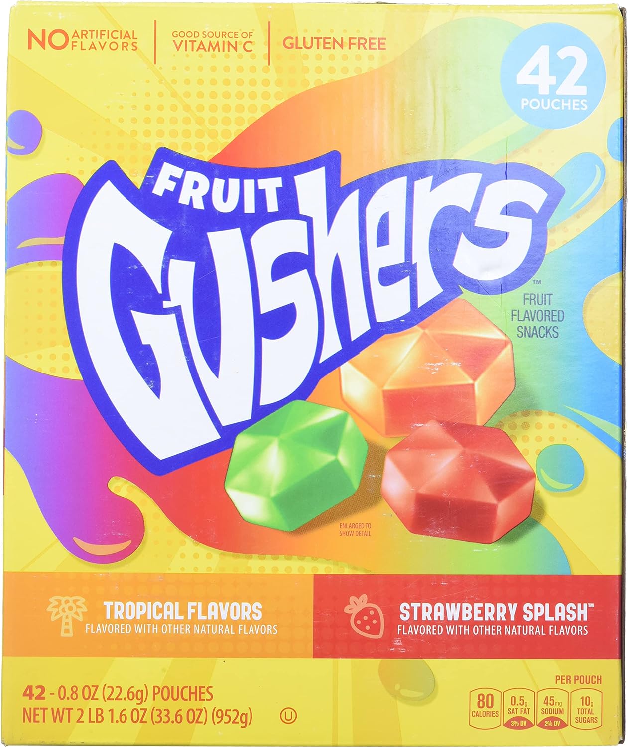 Betty Crocker Fruit Gushers Snacks Net Wt (42 Count/0.8 Oz Net Wt 33.6 Oz), 33.6 Ounces
