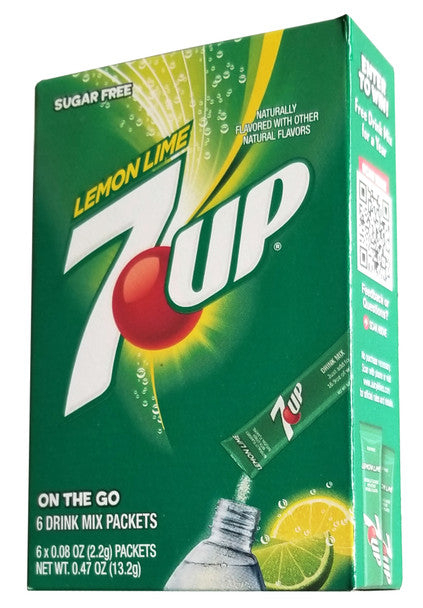 7Up Lemon Lime Sugar Free Drink Mix, 6 packets, 13.2g/0.5 oz. Box .