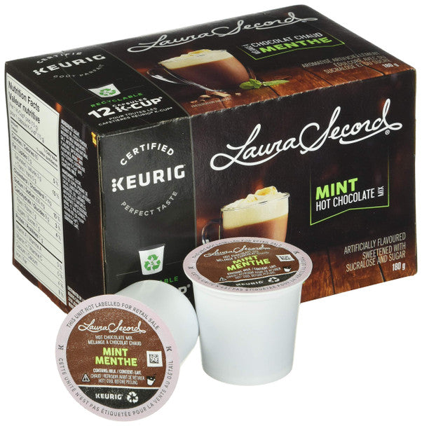 Laura Secord Mint Hot Chocolate Mix for Keurig K-cup, 12 pods, 180g .