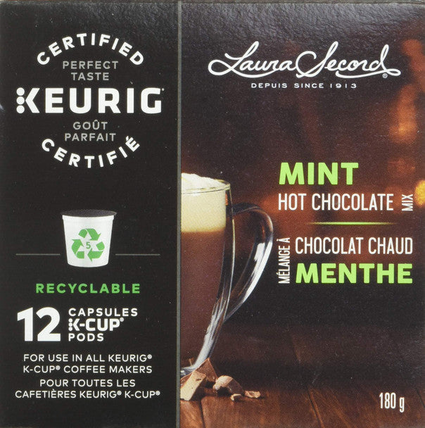 Laura Secord Mint Hot Chocolate Mix for Keurig K-cup, 12 pods, 180g .