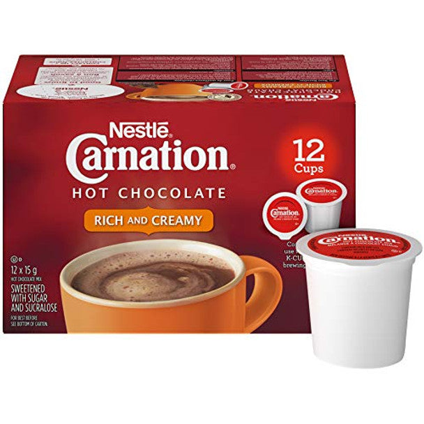 Buy Carnation Rich & Creamy Hot Chocolate, KEURIG K-CUP Compatible Pods, 12x15g (12 K-Cups)