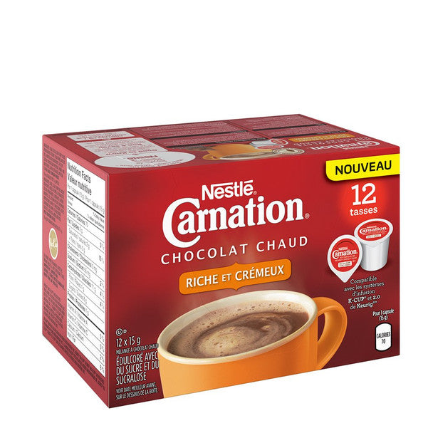 Get Carnation Rich & Creamy Hot Chocolate, KEURIG K-CUP Compatible Pods, 12x15g (12 K-Cups)