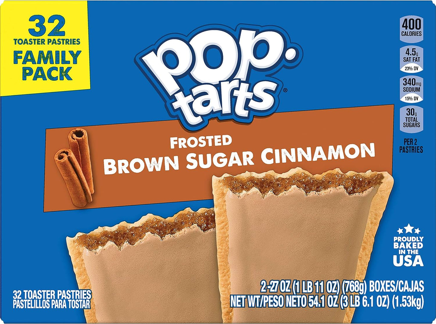 Pop Tarts Frosted Brown Sugar Cinnamon Toaster Pastries 32 Count MEGA Box