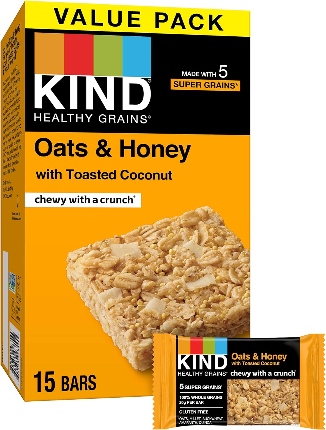 KIND Healthy Grains Bars Oats & Honey - 18oz/15ct