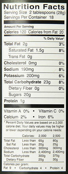 Tim Hortons Can of Hot Chocolate - 500g/17.6oz Nutrition Facts