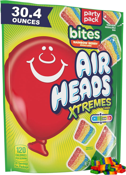 AirHeads Xtremes Bites, Rainbow Berry, Party, 30.4 OZ Stand Up Bag