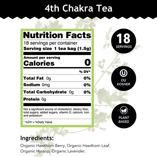 4th Chakra Tea - Kosher, Caffeine-Free, GMO-Free - 18 Bleach-Free Tea Bags