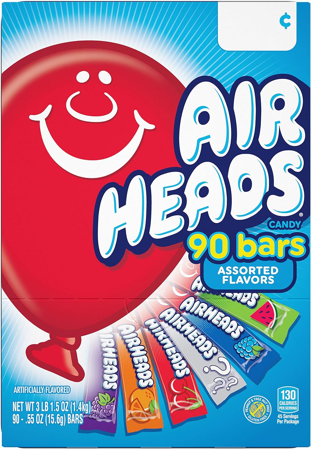 Order Air heads Chewy Fruit Candy, Variety Pack, 90 Count, 1.40 Kg