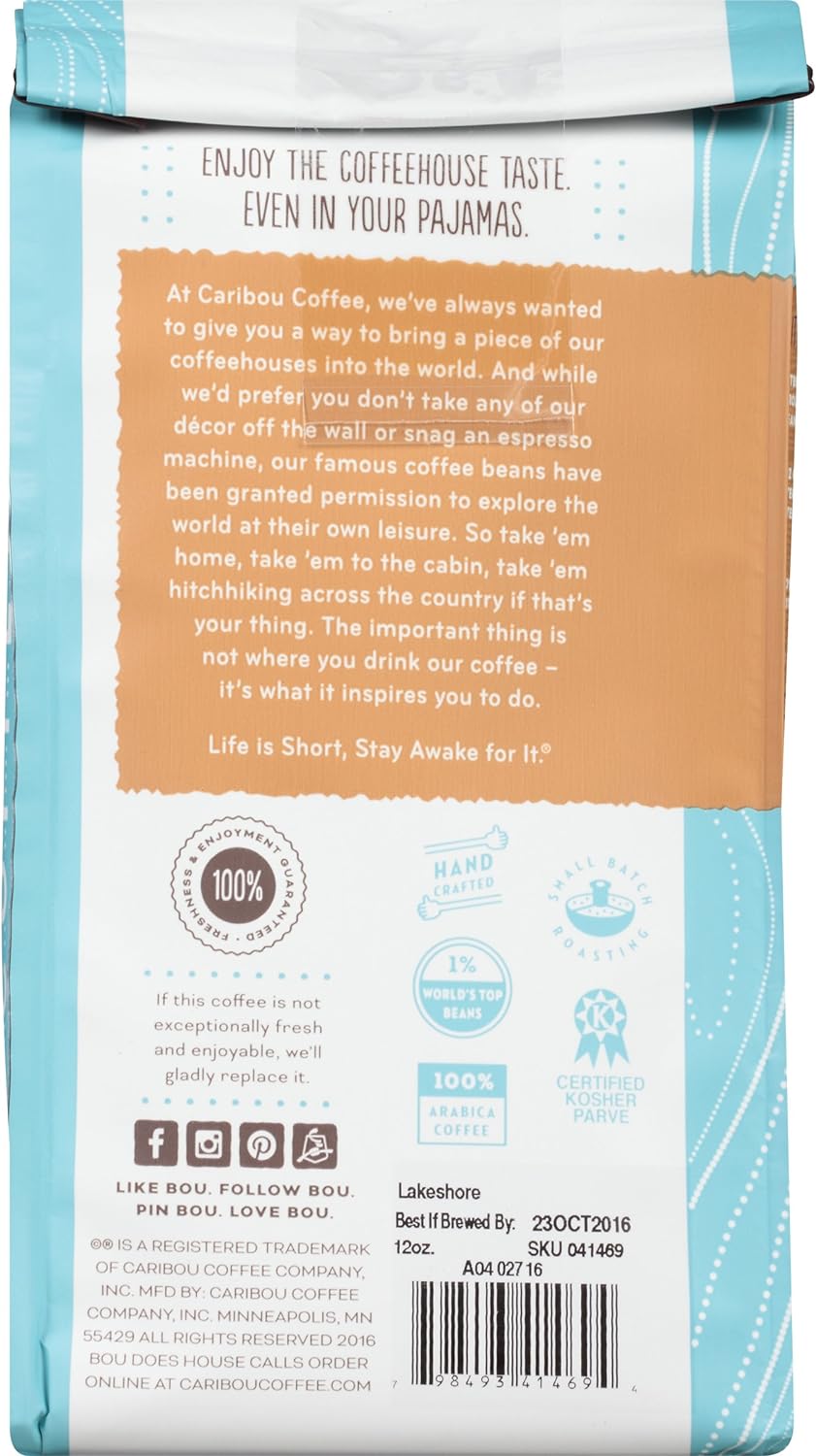 Caribou Coffee Bags, Lakeshore Ground, 12 ounce bag