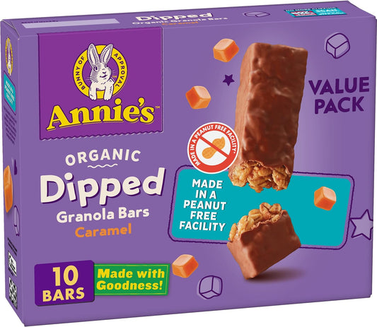 Annie's Organic Dipped Granola Bars, Caramel, Peanut Free, 10 Bars