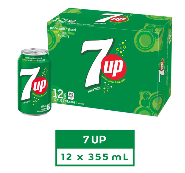 7UP Soft Drink, 355 mL/12 fl. oz., Cans, 12 Pack, .