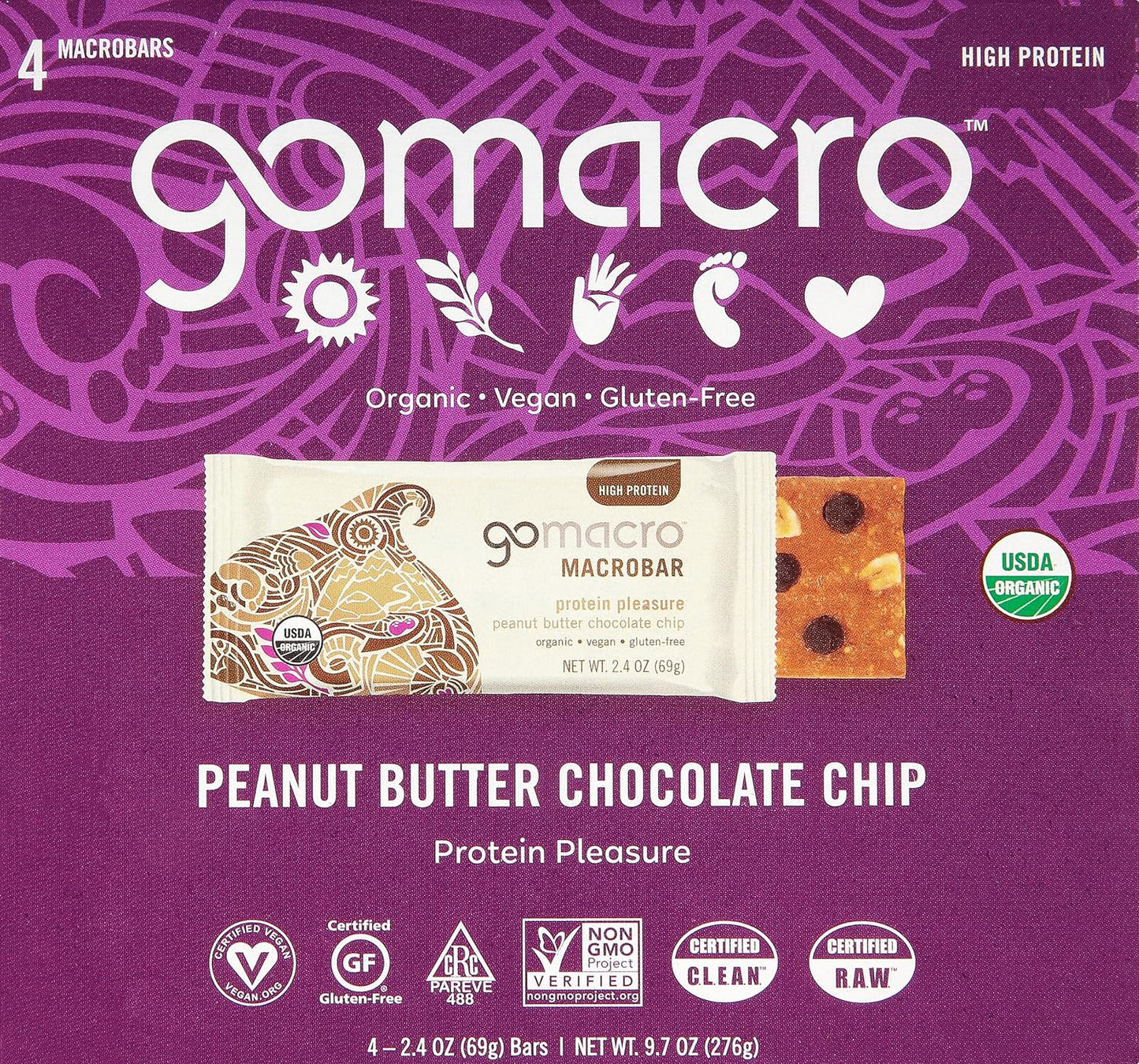 Organic Peanut Butter Chocolate Chip Bars 4 Count, 9.7 OZ Z