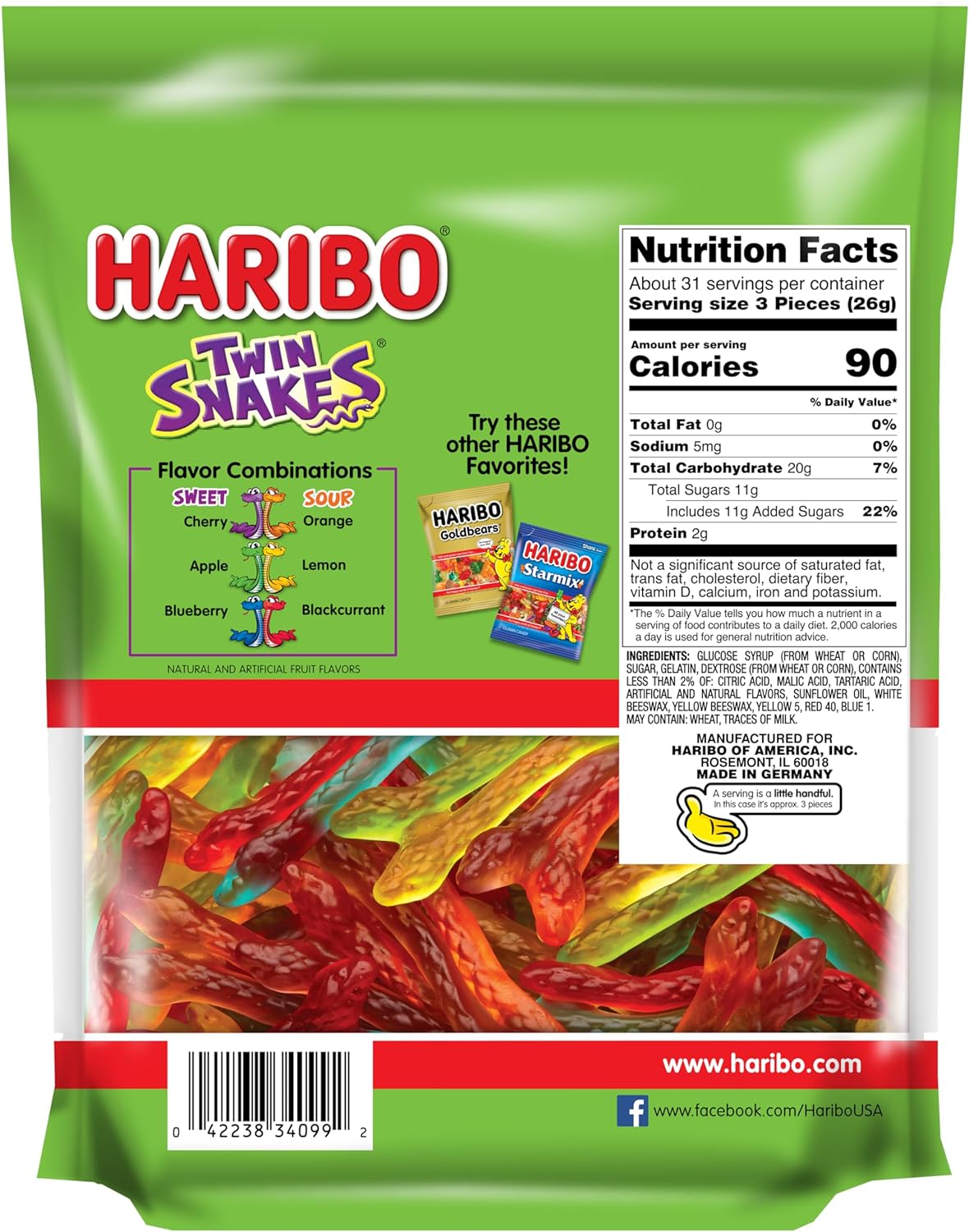 HARIBO Twin Snakes 28.8 oz. Stand Up Bag