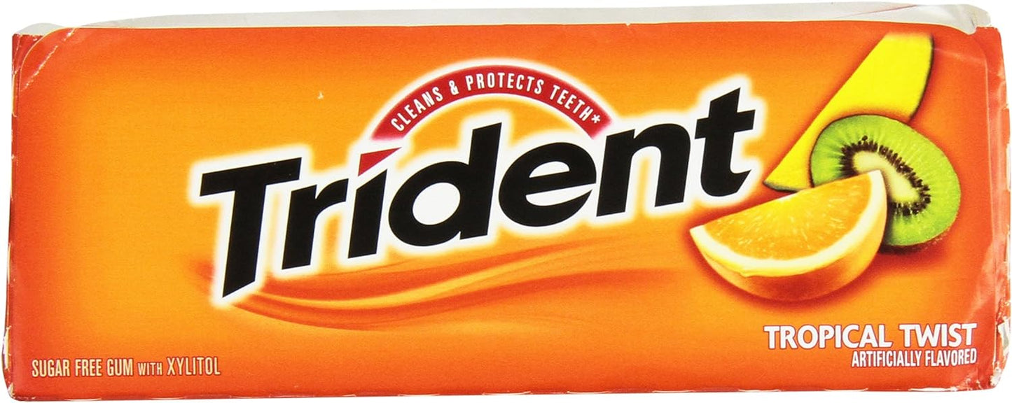 Trident Tropical Twist Sugar Free Gum, 15 Count, 1 lb