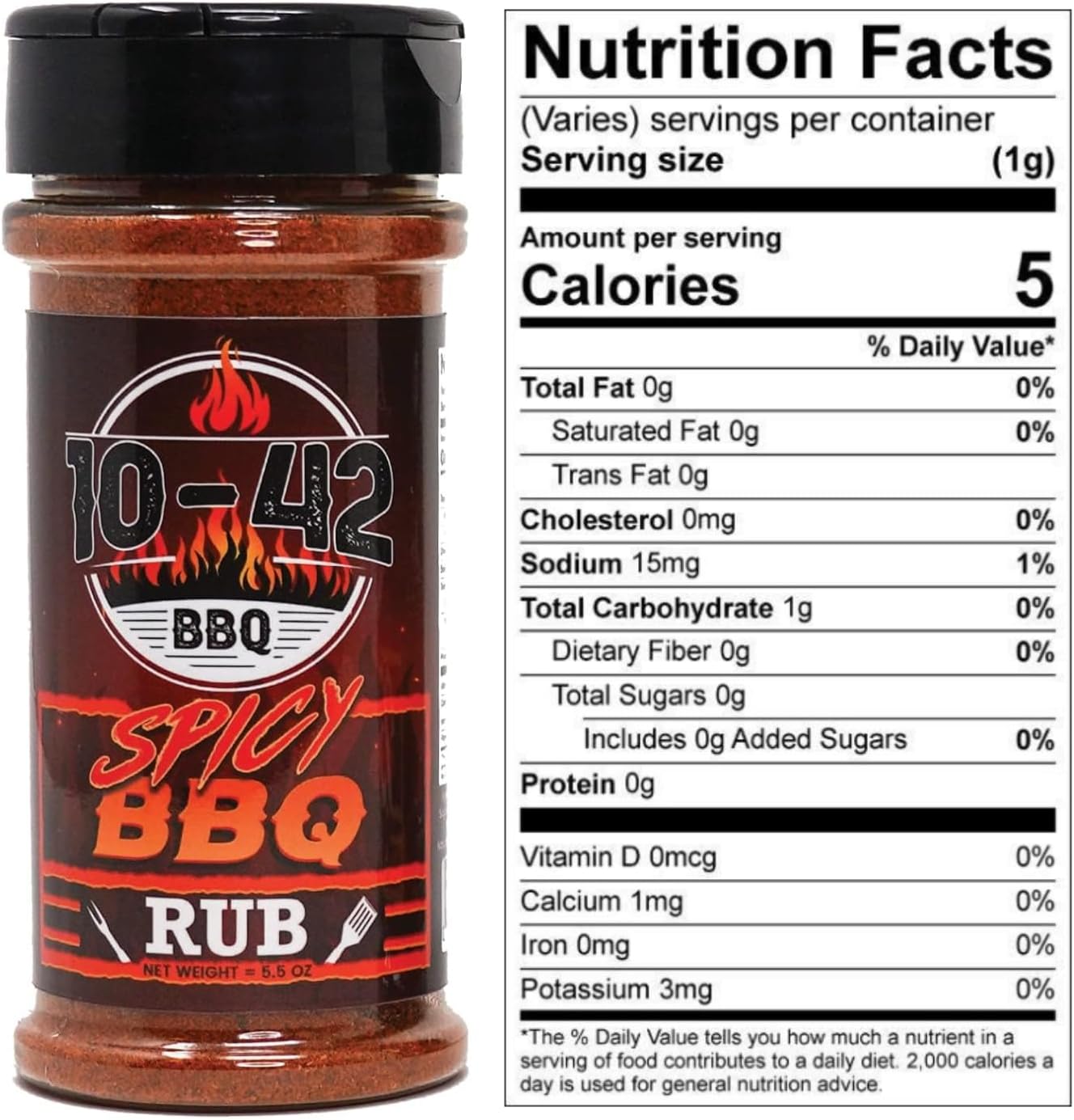 10-42 BBQ Spicy Seasoning Rub - All natural, Hot BBQ Rub | Meat Grilling Spice | Spicy Dry Rub | Steak and Beef Seasoning | Prime Rib, Butt, Brisket, Pulled Pork, Chicken & Turkey Rub| No MSG 5.5oz