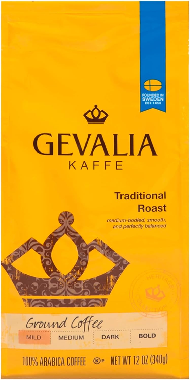 GEVALIA Traditional Roast Coffee, Mild, Whole Bean, 12 Ounce