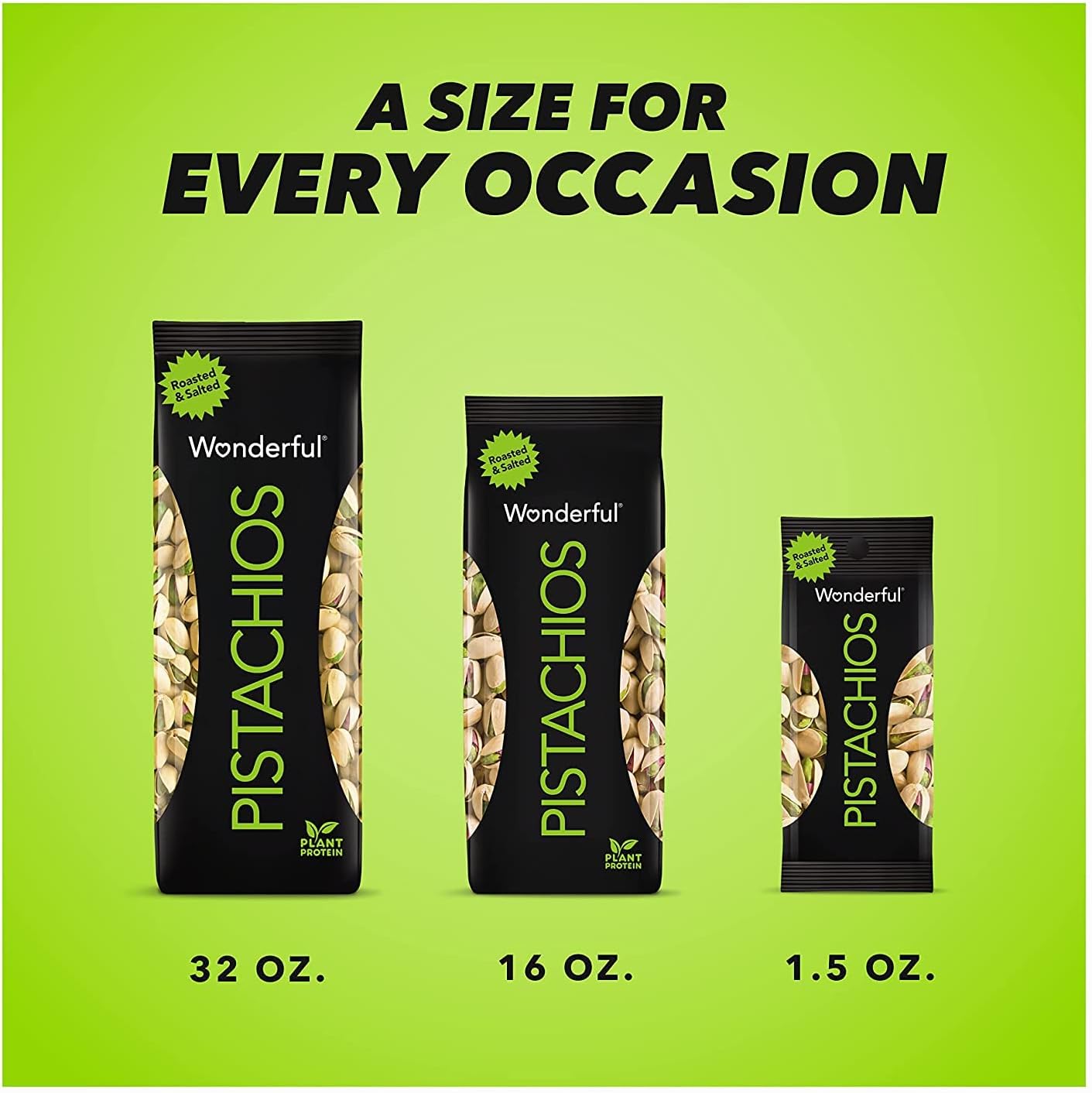 Wonderful Pistachios,16-Ounce Bag, Roasted and Salted.