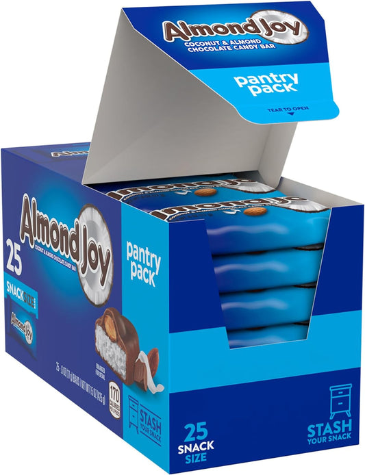 Almond Joy, Coconut and Almond Milk Chocolate Snack Size Candy, 15 oz, Pantry Pack (25 Pieces)