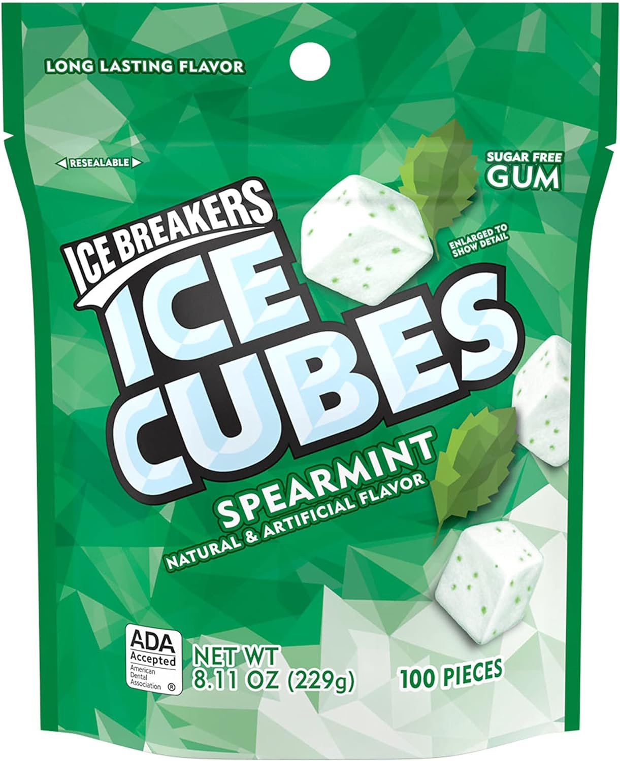 ICE BREAKERS ICE CUBES Sugar Free Gum (Spearmint, 8.11 Ounce)