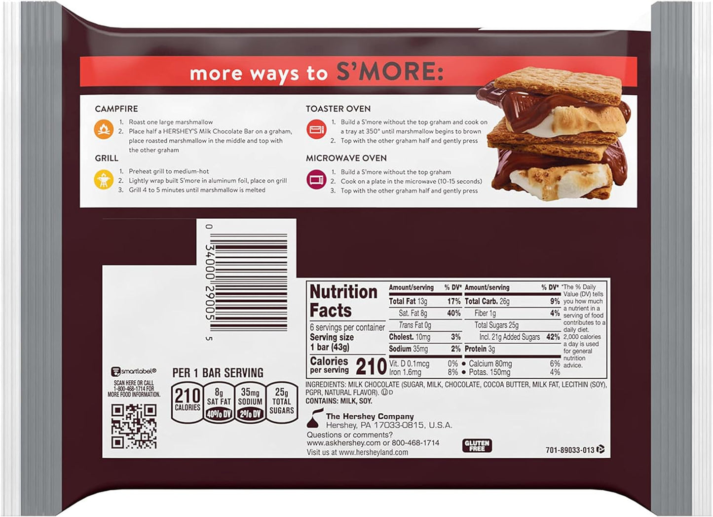 HERSHEY'S Chocolate Candy Bar, 1.55 Ounce (Count of 6)